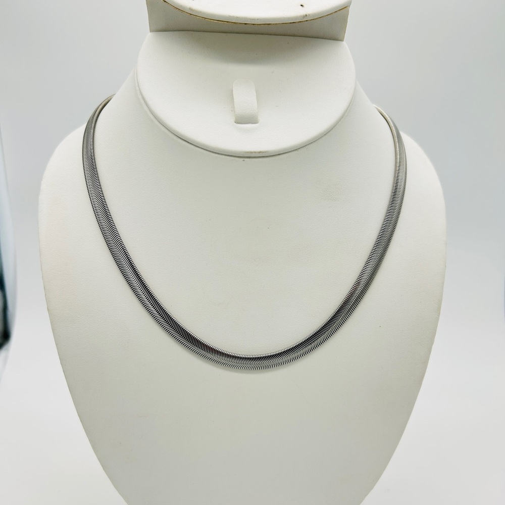 Flat Snake Chain Necklace; Stainless Steel; 19 or 25 inch length